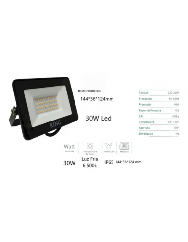 - King Kfl30-cw Reflector Led 30w...